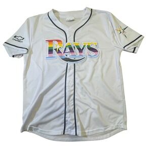 Match-Up Tampa Bay Rays Pride Night Baseball Jersey Chevrolet Patch Men's Size M